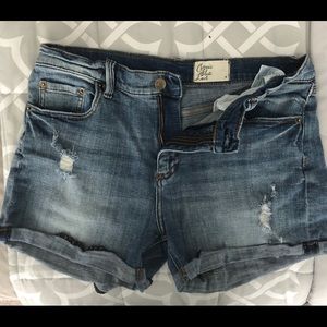 Size 10 Cosmic Blue Love Distressed Shorts